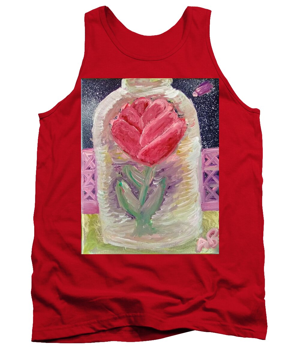 Rose Tank Top featuring the painting The Forever Rose by Andrew Blitman
