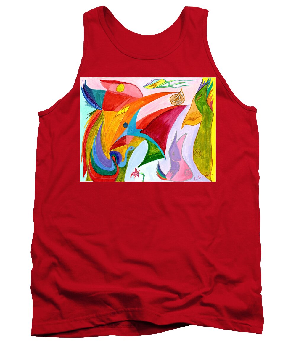 Angel Tank Top featuring the painting The Golden Jewel by B Aswin Roshan