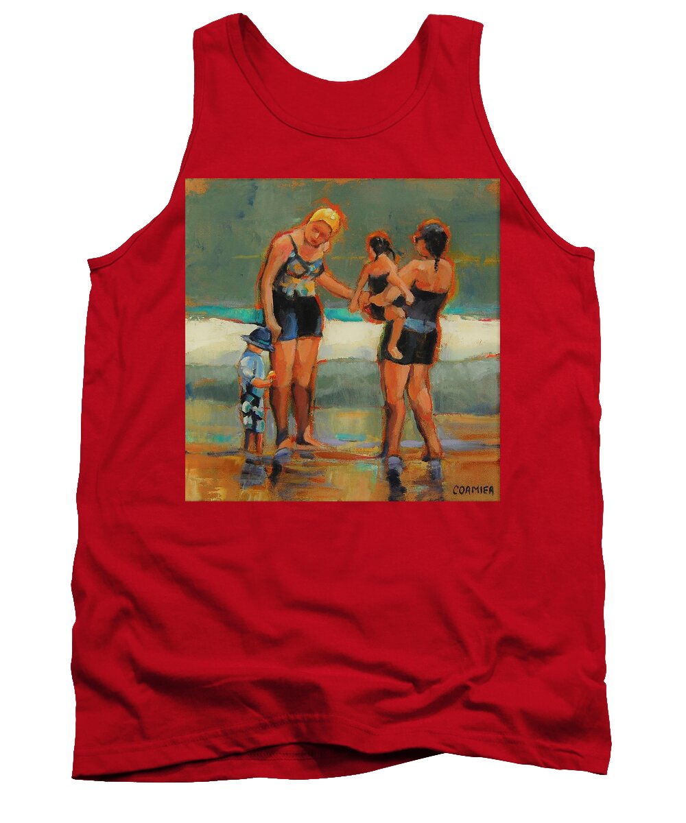 Beach Tank Top featuring the painting The Yellow Swim Cap by Jean Cormier