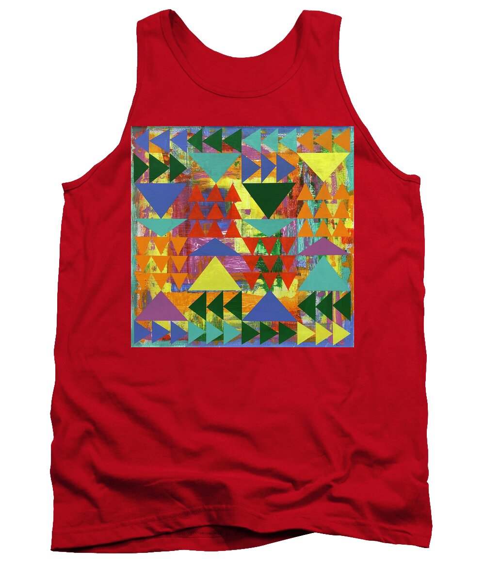 Bright Colors Tank Top featuring the painting Vibrant Balance by Cyndie Katz