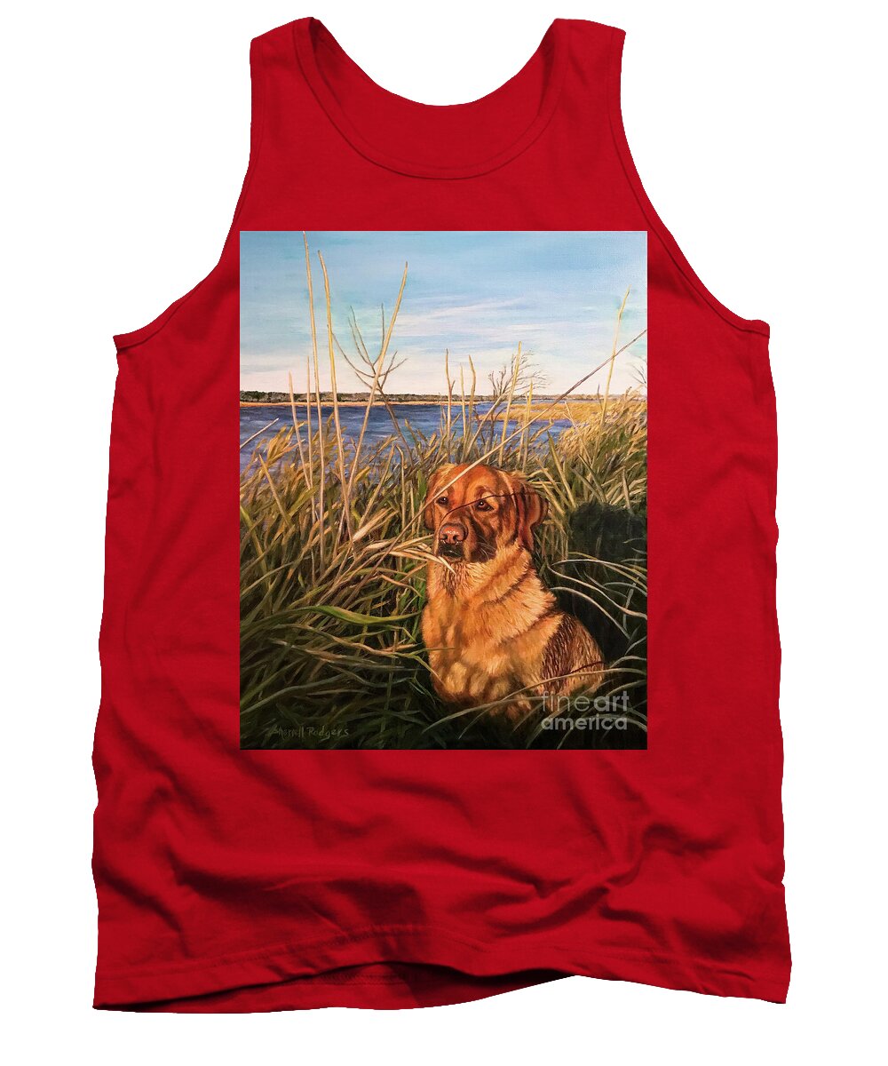 Dogs Tank Top featuring the painting Waiting by Sherrell Rodgers