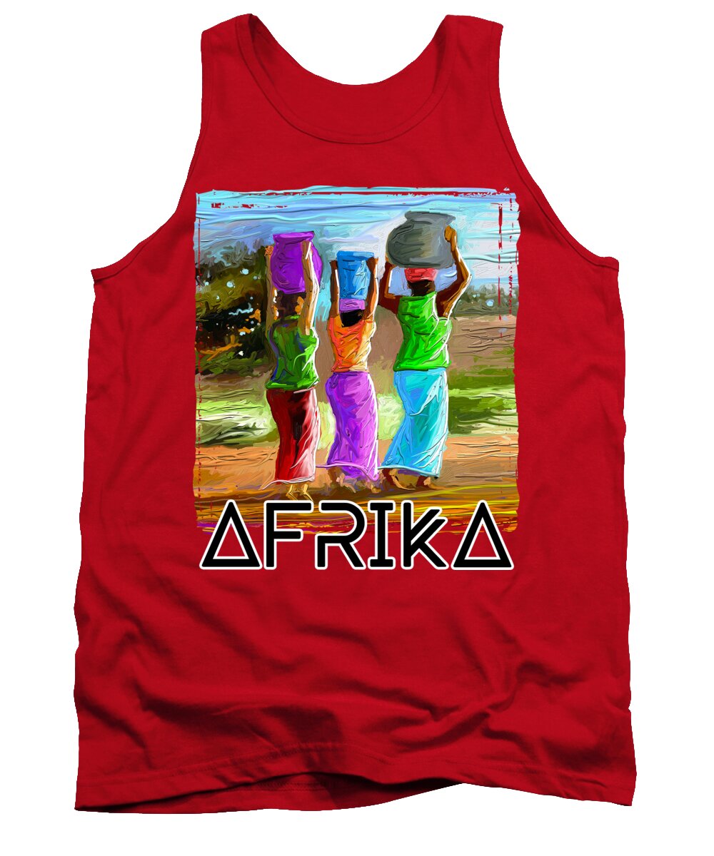 Photography Tank Top featuring the painting Water Carriers by Anthony Mwangi