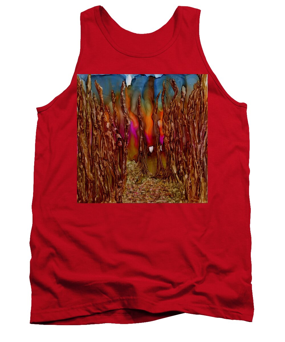 Tree Tank Top featuring the painting When there is love to bind by Angela Marinari