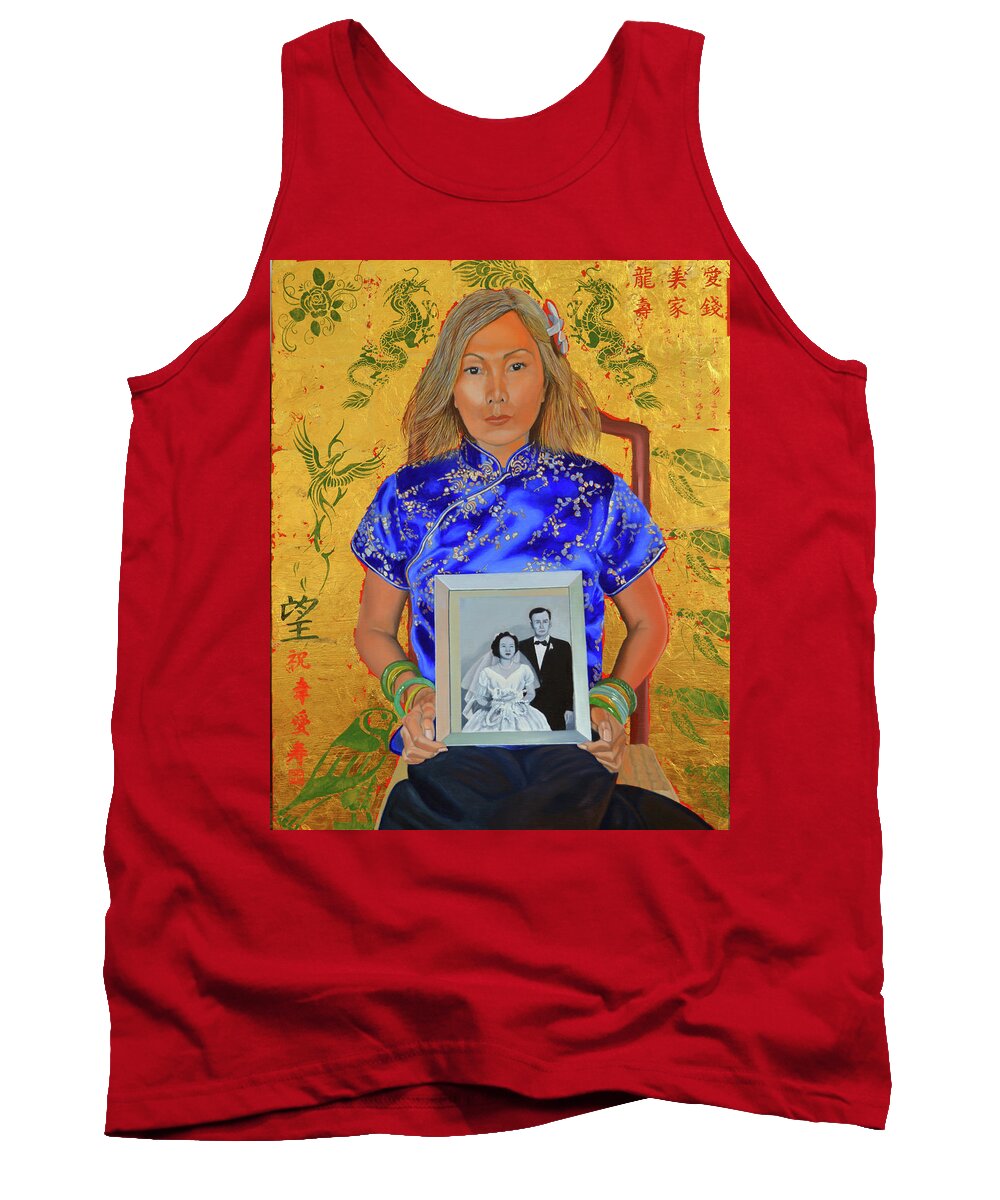 Asian Art Tank Top featuring the painting Window of the soul by Thu Nguyen