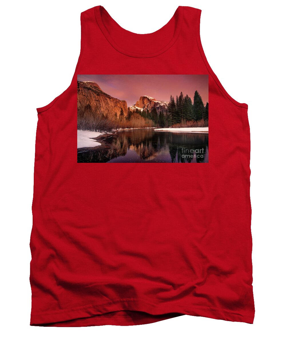 North America Tank Top featuring the photograph Winter Sunset Lights Up Half Dome Yosemite National Park by Dave Welling