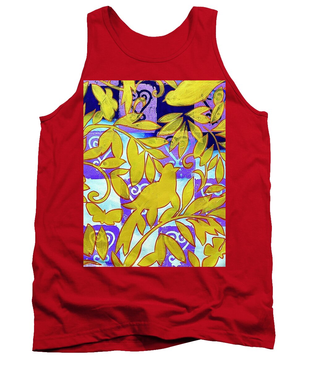  Tank Top featuring the painting Yellow background by Clayton Singleton