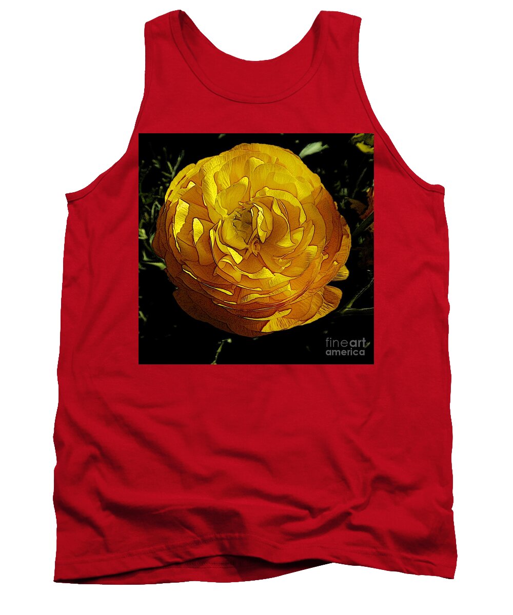 Abstract Tank Top featuring the photograph Yellow Flower 9 by Jean Bernard Roussilhe