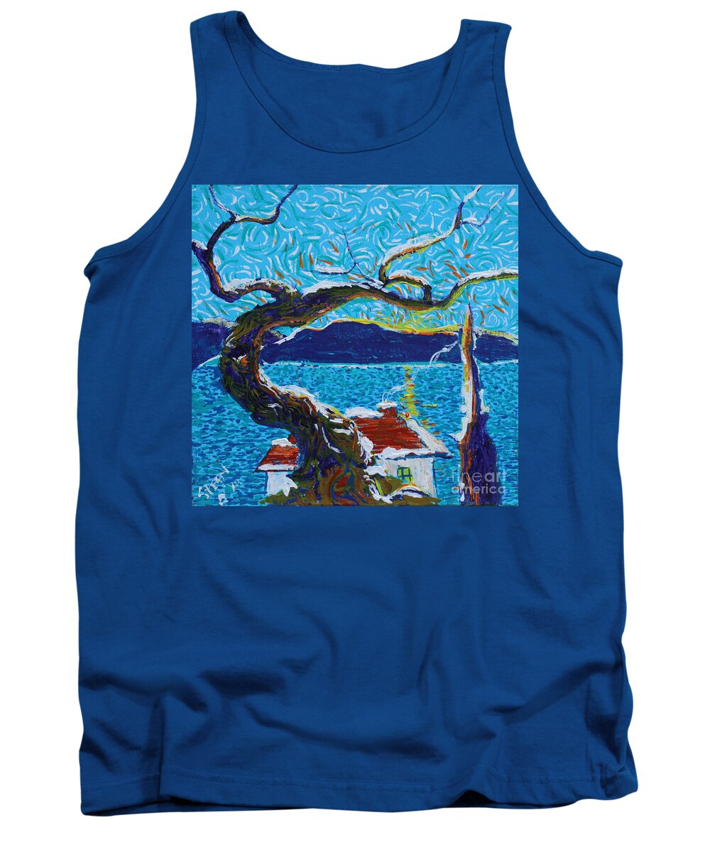 Landscape Tank Top featuring the painting A River's Snow #1 by Stefan Duncan