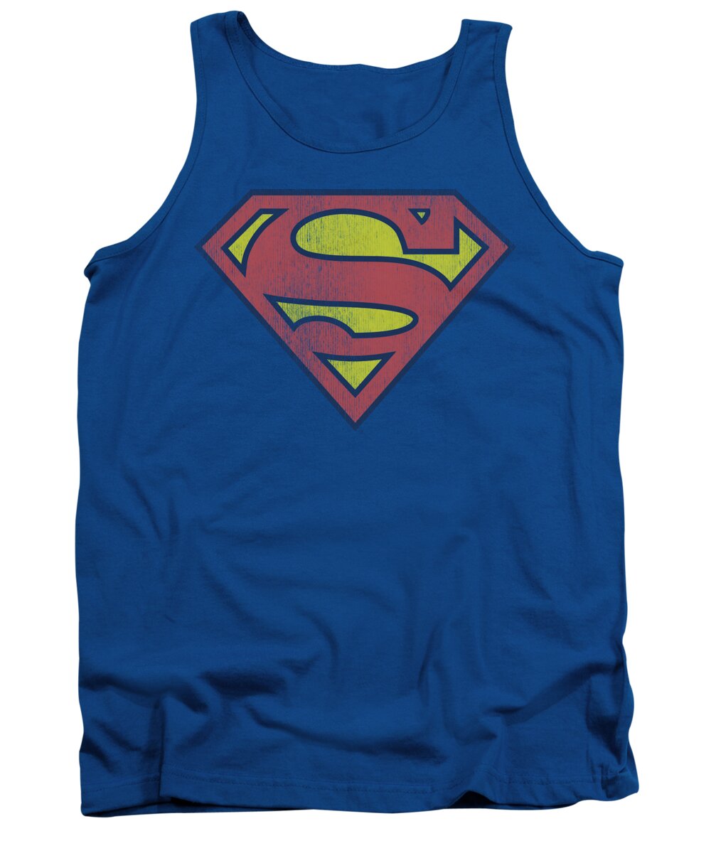 Dc Comics Tank Top featuring the digital art Dc - Retro Supes Logo Distressed by Brand A