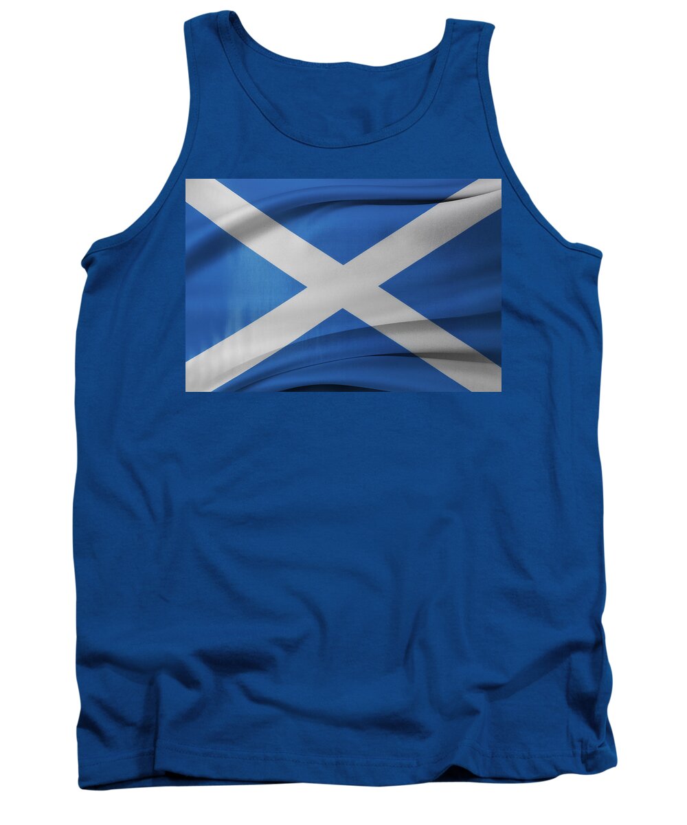 Background Tank Top featuring the photograph Scottish flag #1 by Les Cunliffe