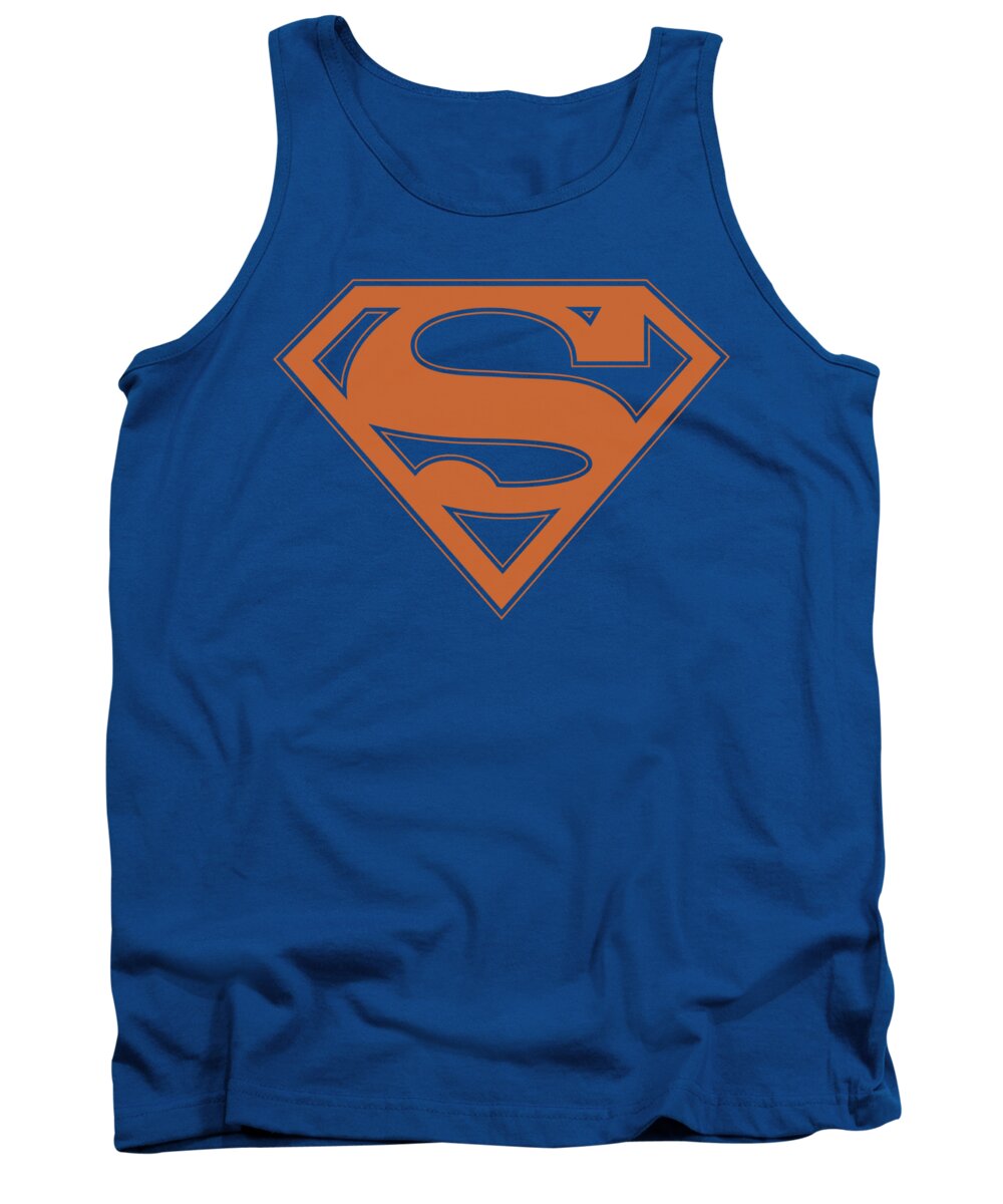 Superman Tank Top featuring the digital art Superman - Blue And Orange Shield by Brand A