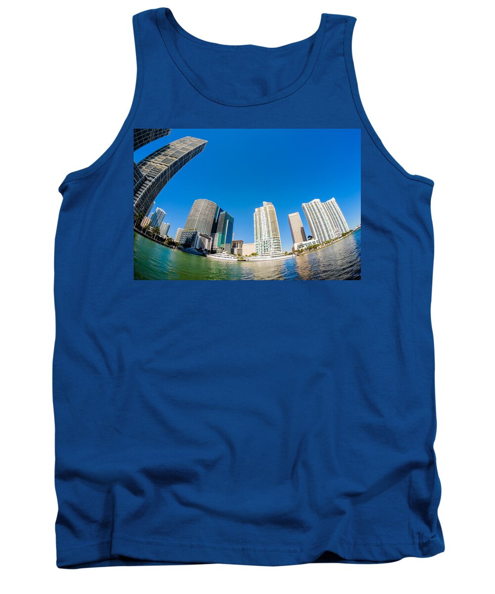 Architecture Tank Top featuring the photograph Downtown Miami Fisheye by Raul Rodriguez