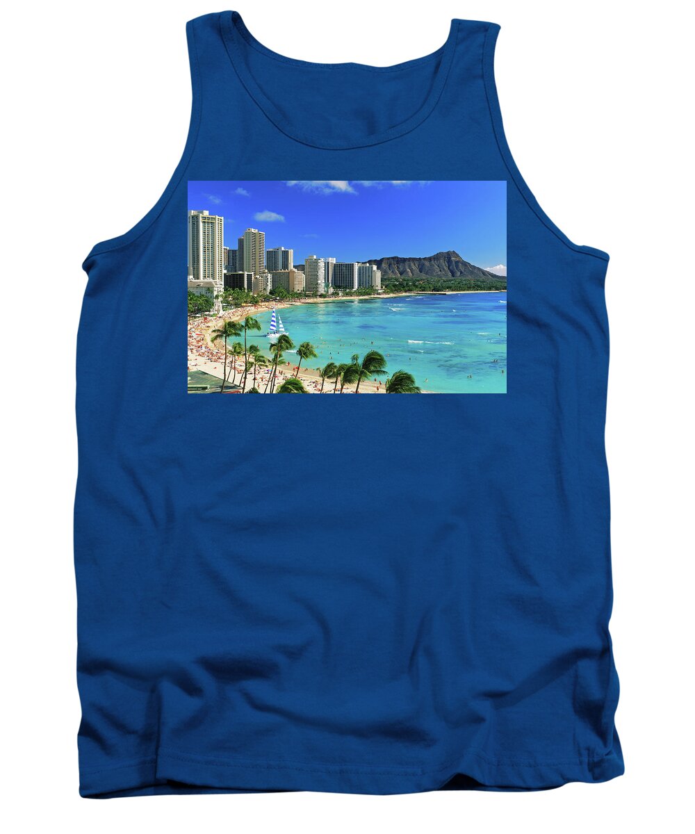 Photography Tank Top featuring the photograph Palm Trees On The Beach, Diamond Head #2 by Panoramic Images