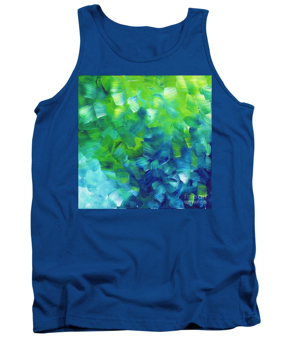 Art Tank Top featuring the painting Abstract Art Original Textured Soothing Painting SEA OF WHIMSY I by MADART by Megan Aroon