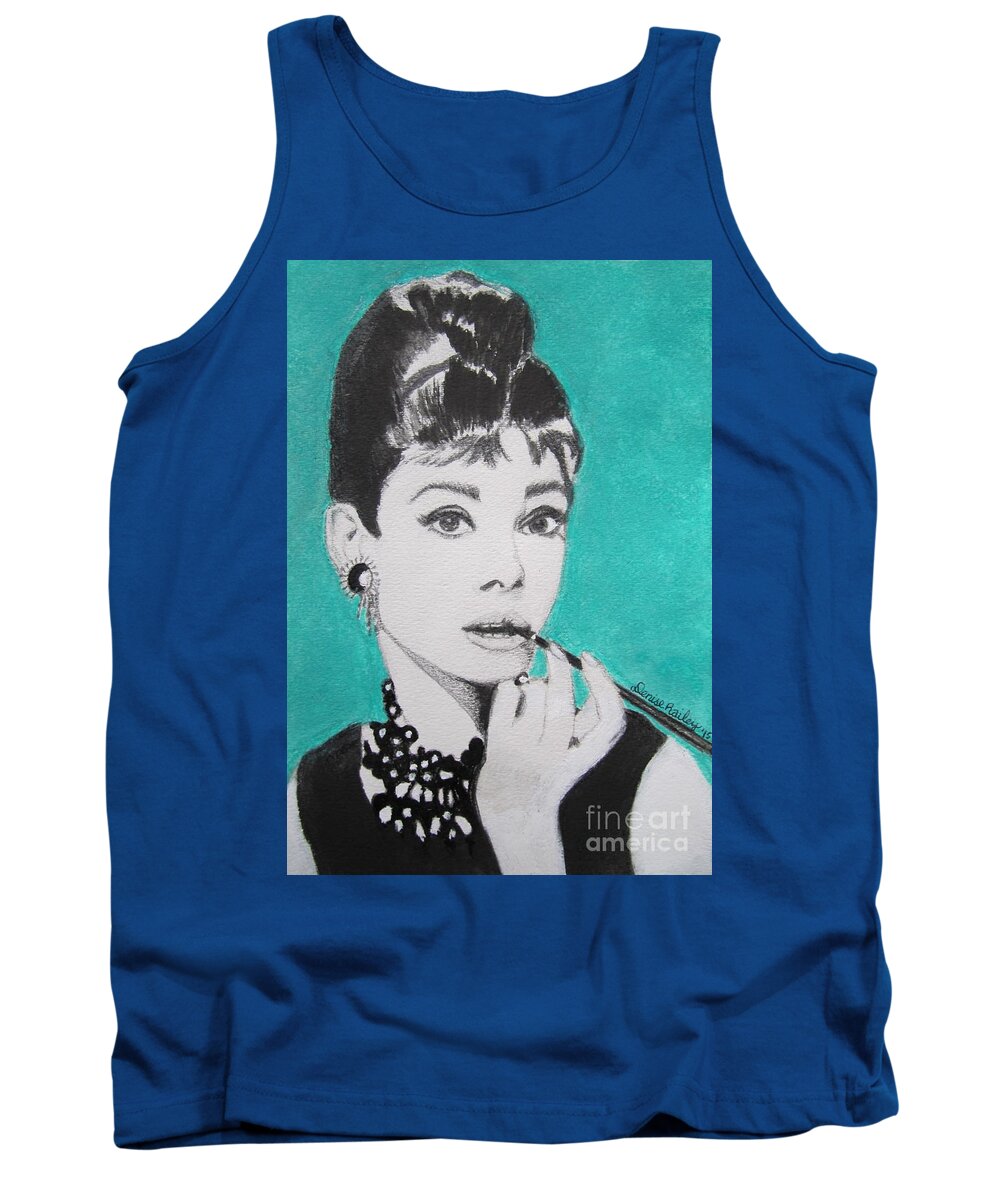 Audrey Hepburn Tank Top featuring the painting Audrey by Denise Railey