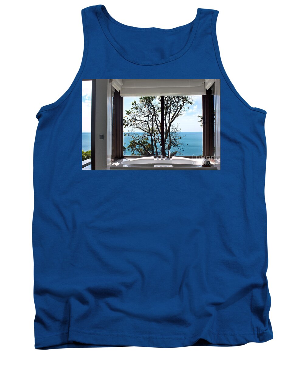 Photography Tank Top featuring the photograph Bathroom with a View by Kaye Menner