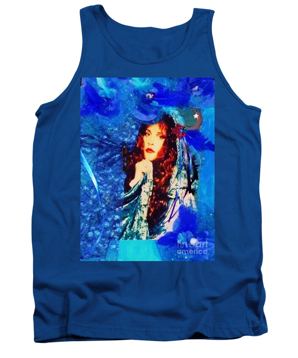 Stevie Nicks Tank Top featuring the painting BeWitched In Blue by Alys Caviness-Gober