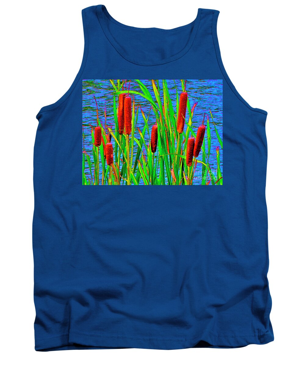 Keri West Tank Top featuring the photograph Cattail Cleanup by Keri West