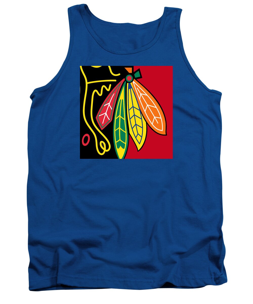 Chicago Tank Top featuring the painting Chicago Blackhawks 2 by Tony Rubino