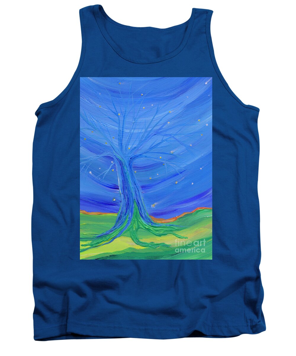 Tree Tank Top featuring the painting Cosmic Tree by First Star Art