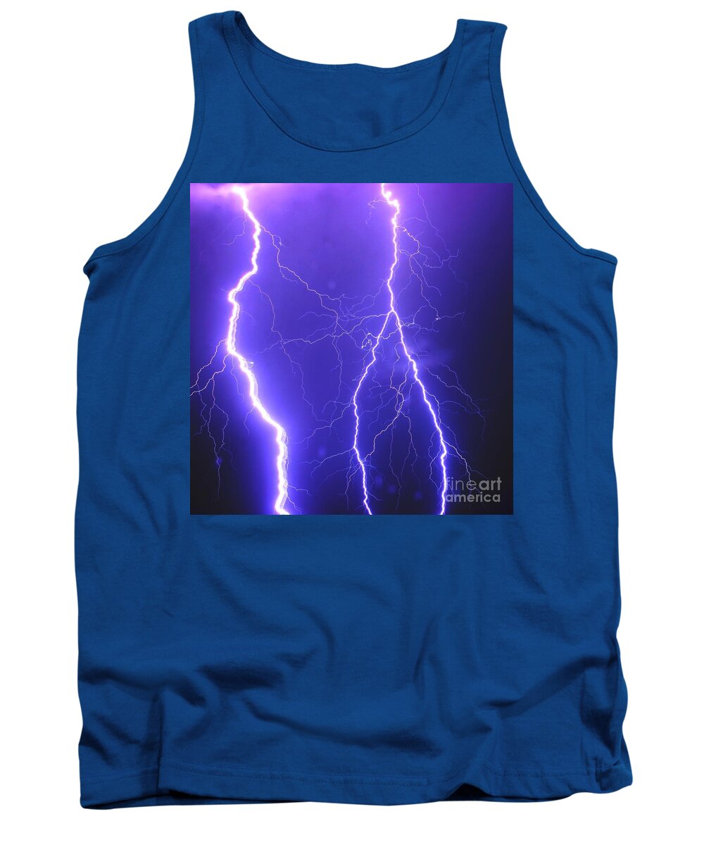  Tank Top featuring the photograph Double Triple Blue Lightning by Michael Tidwell