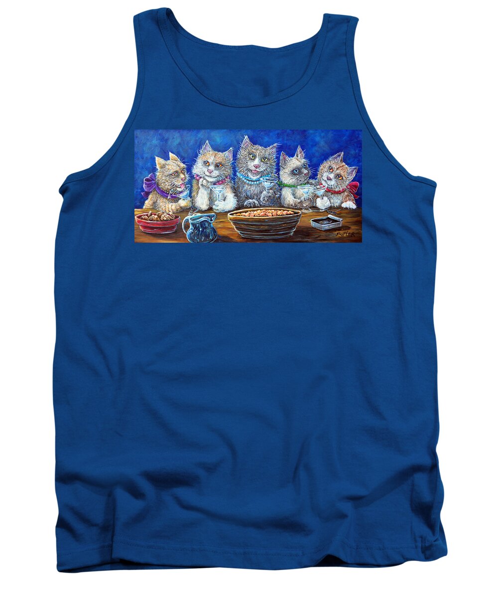 Animal Tank Top featuring the painting Felines After Five by Gail Butler