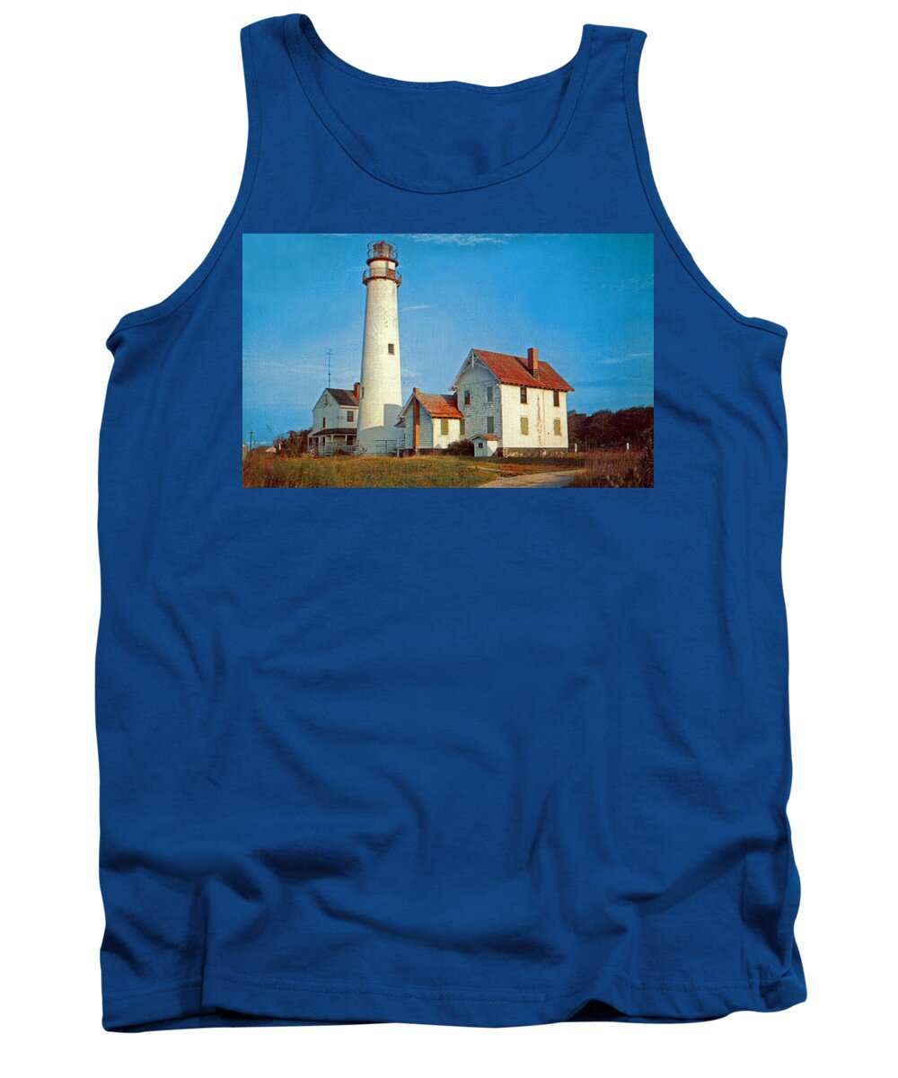 Delaware Tank Top featuring the photograph Fenwick Island Lighthouse 1950 by Skip Willits