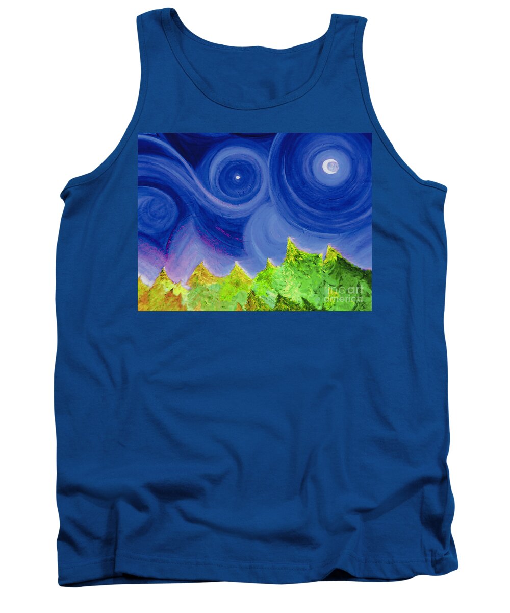 Trees Tank Top featuring the painting First Star by jrr by First Star Art