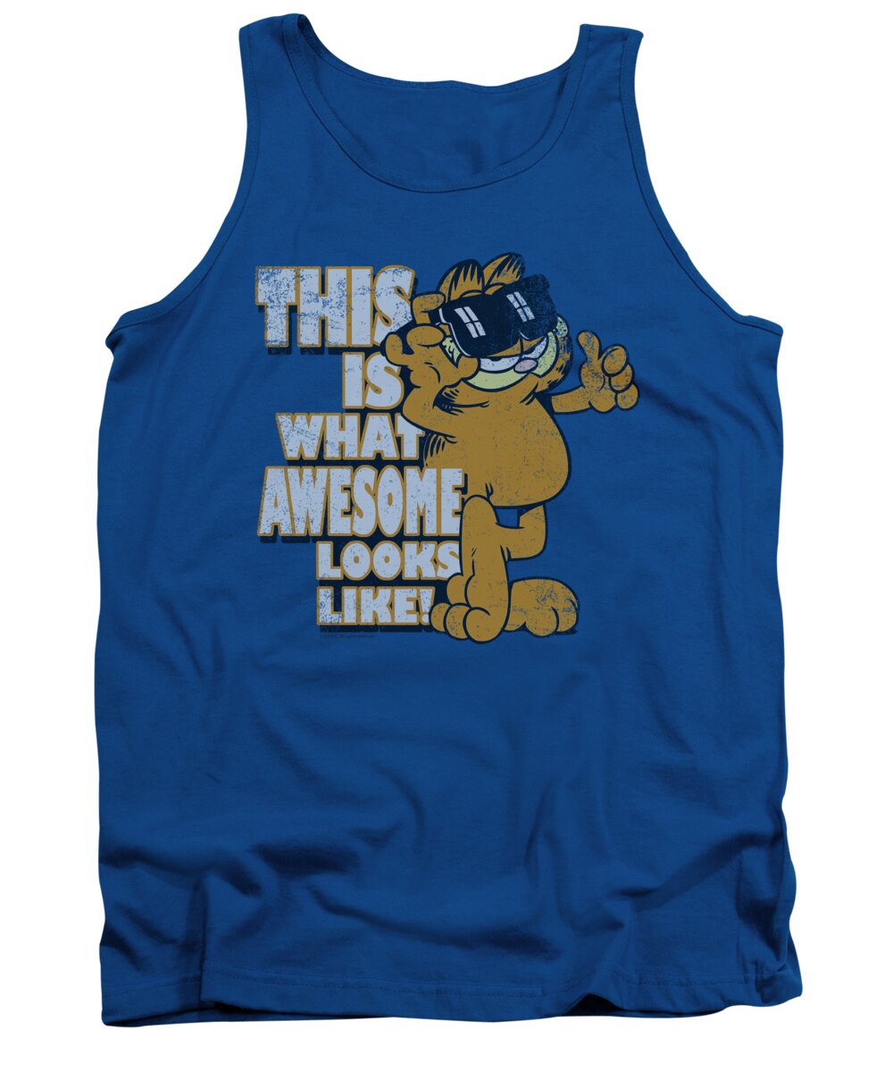 Garfield Tank Top featuring the digital art Garfield - Awesome by Brand A