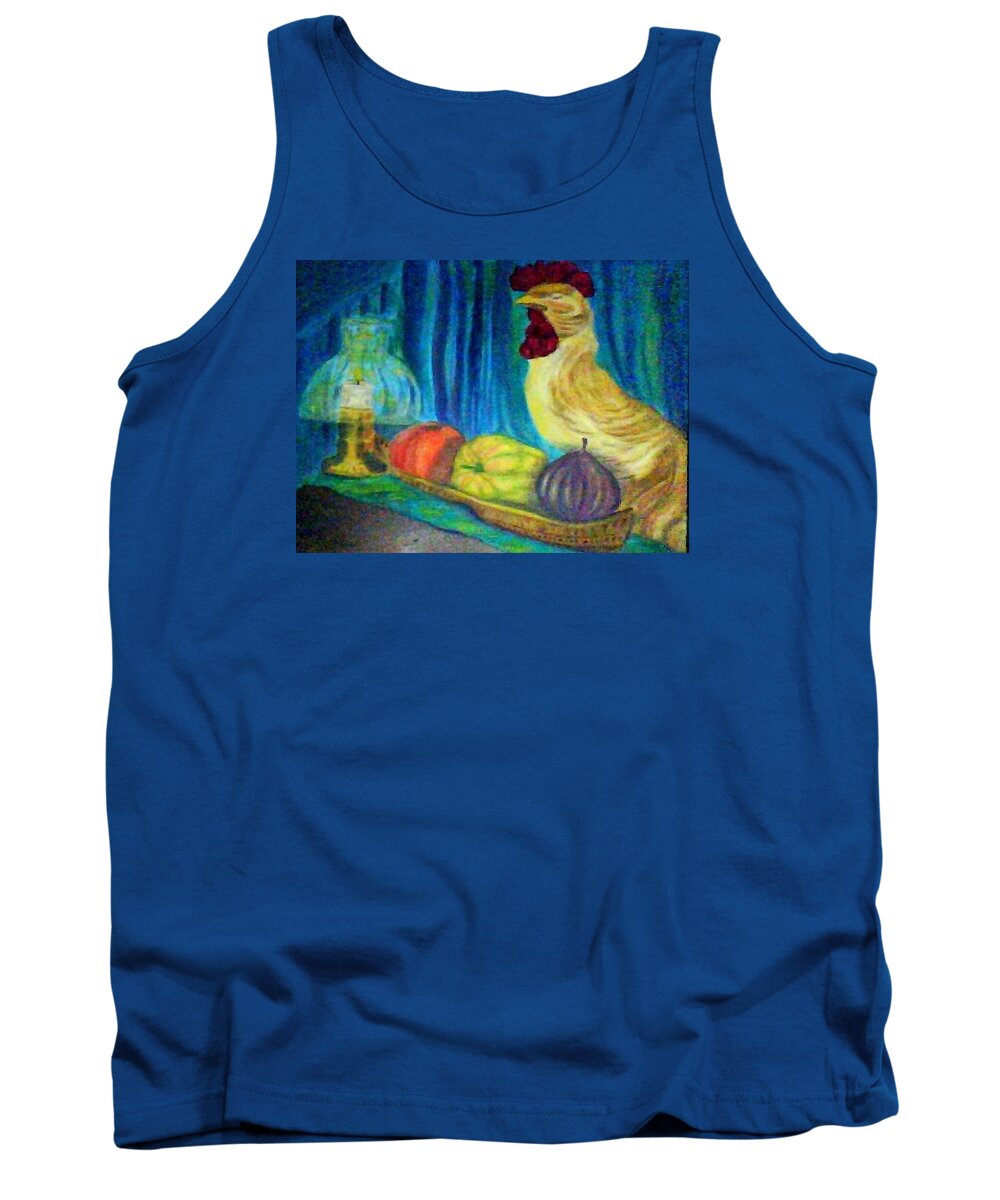 Rooster Tank Top featuring the painting Grandma's Rooster Greeting Card by Suzanne Berthier