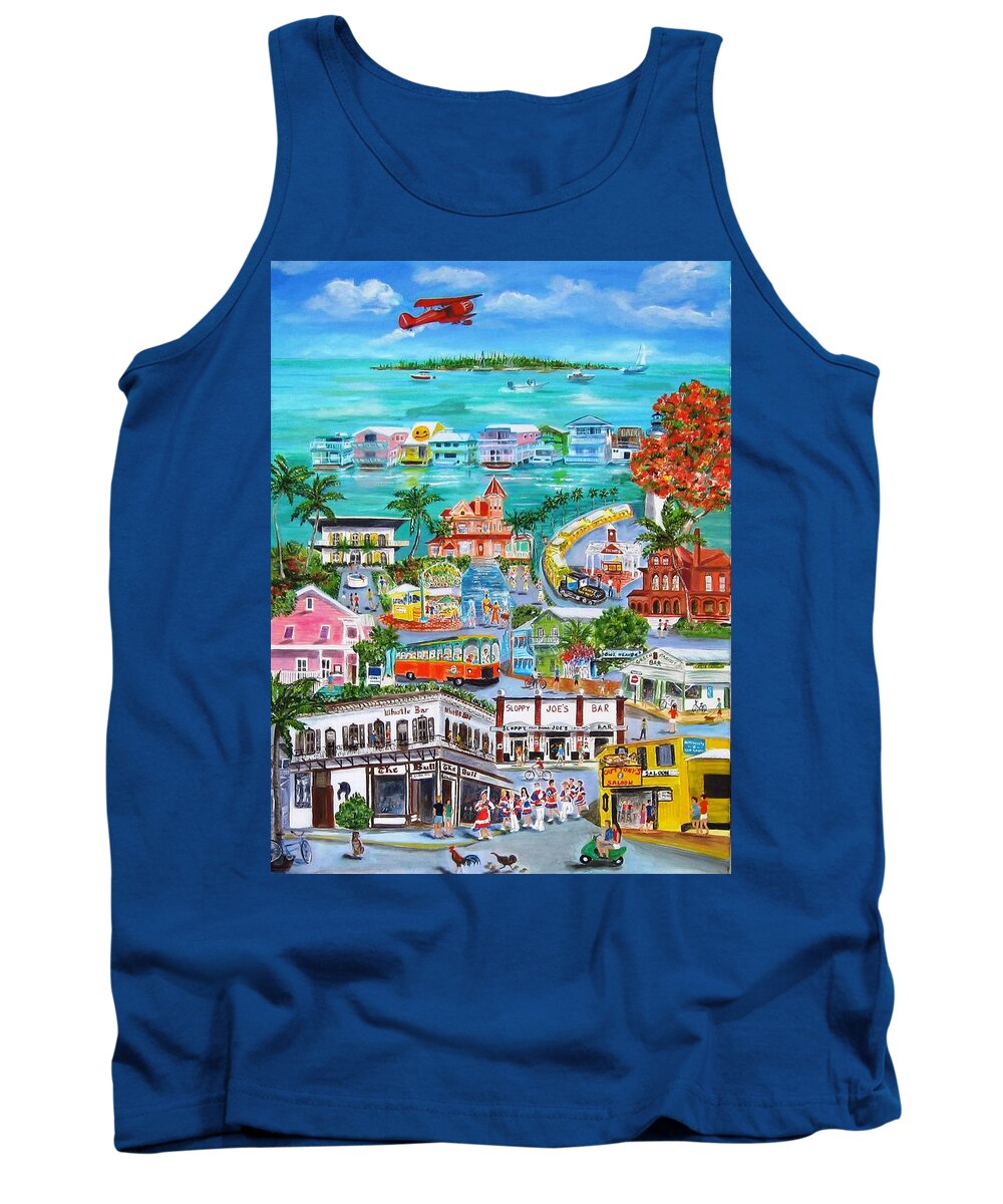 Key West Tank Top featuring the painting Island Daze by Linda Cabrera