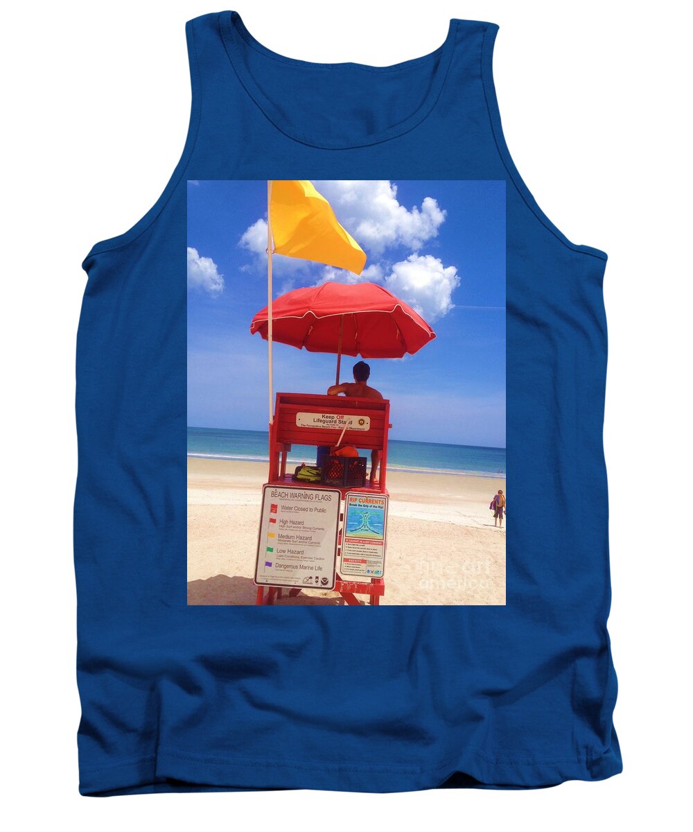 Life Guard Tank Top featuring the photograph It's a yellow flag day.... by WaLdEmAr BoRrErO
