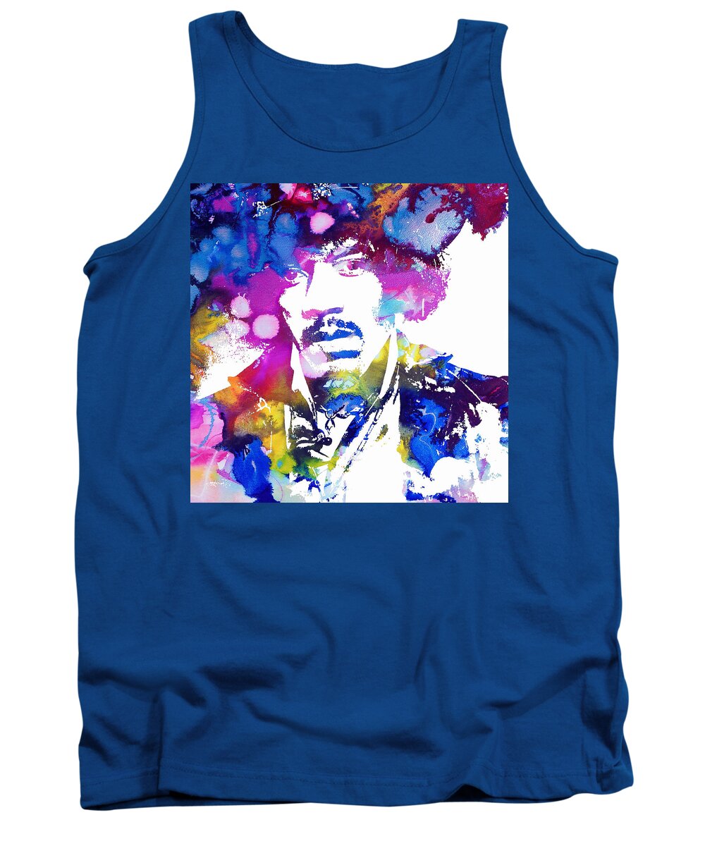 Jimi Hendrix Tank Top featuring the painting Jimi Hendrix - Stoned by Doc Braham