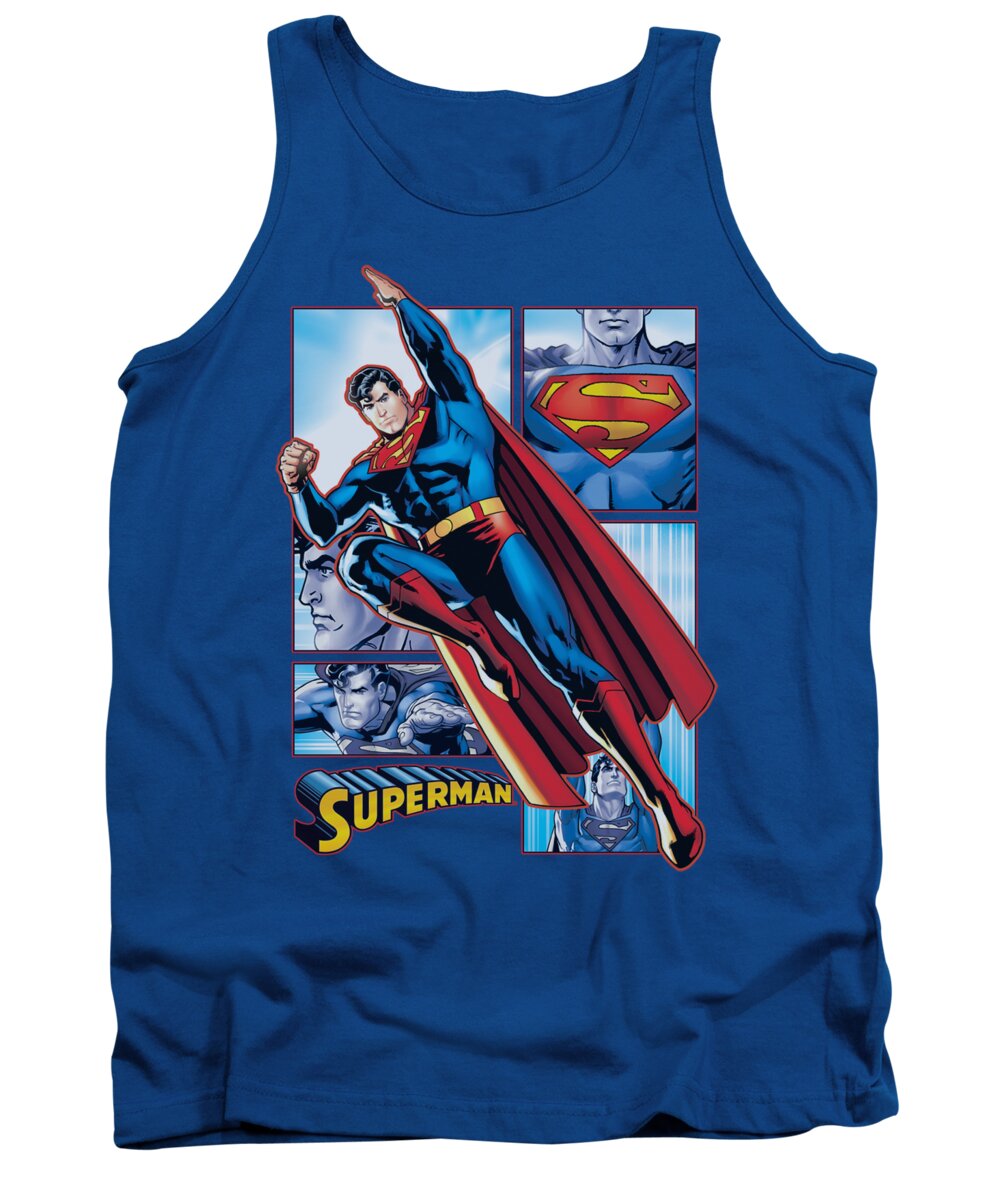 Justice League Of America Tank Top featuring the digital art Jla - Superman Panels by Brand A