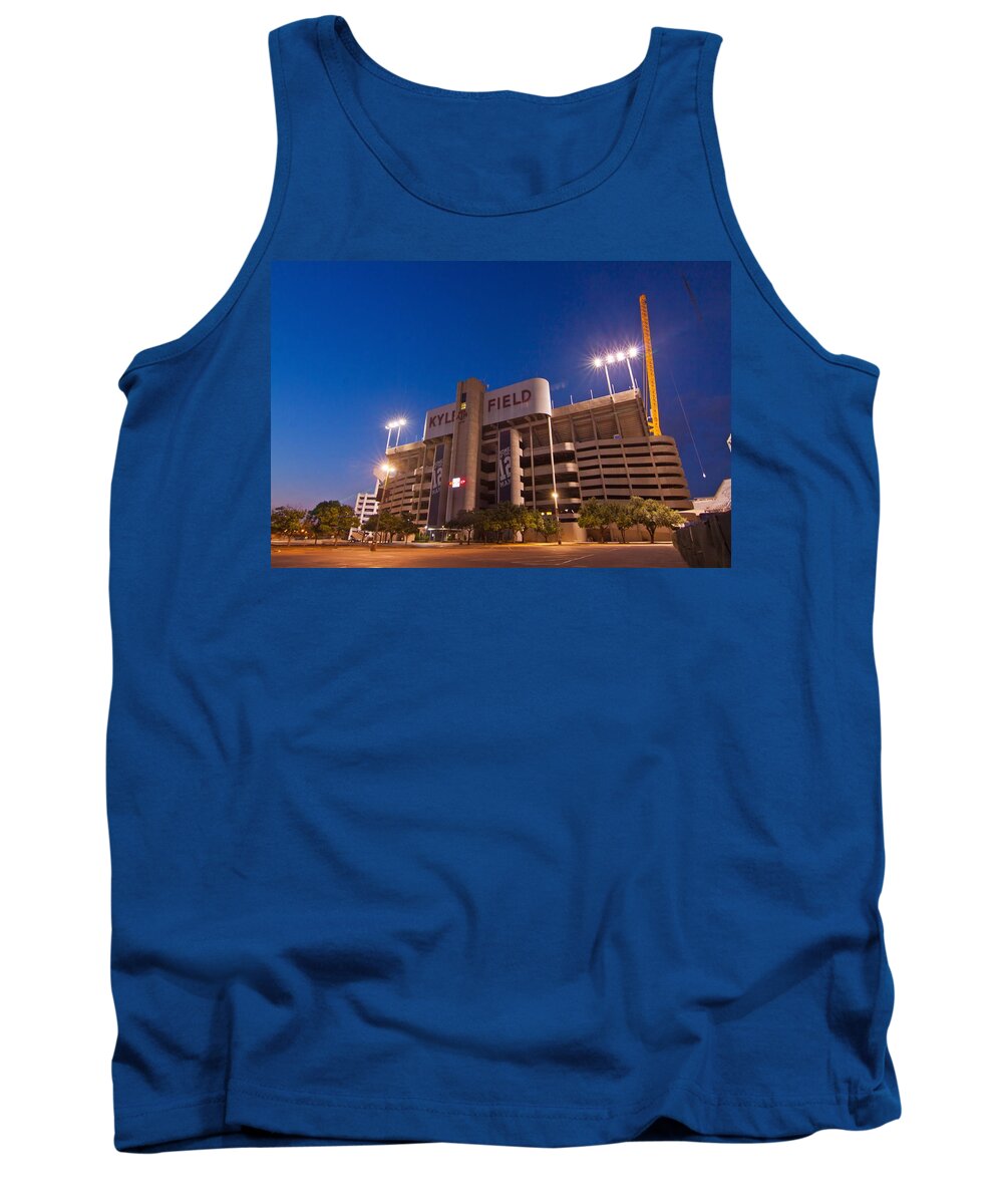 Aggies Tank Top featuring the digital art Kyle Field Blue Hour by Linda Unger