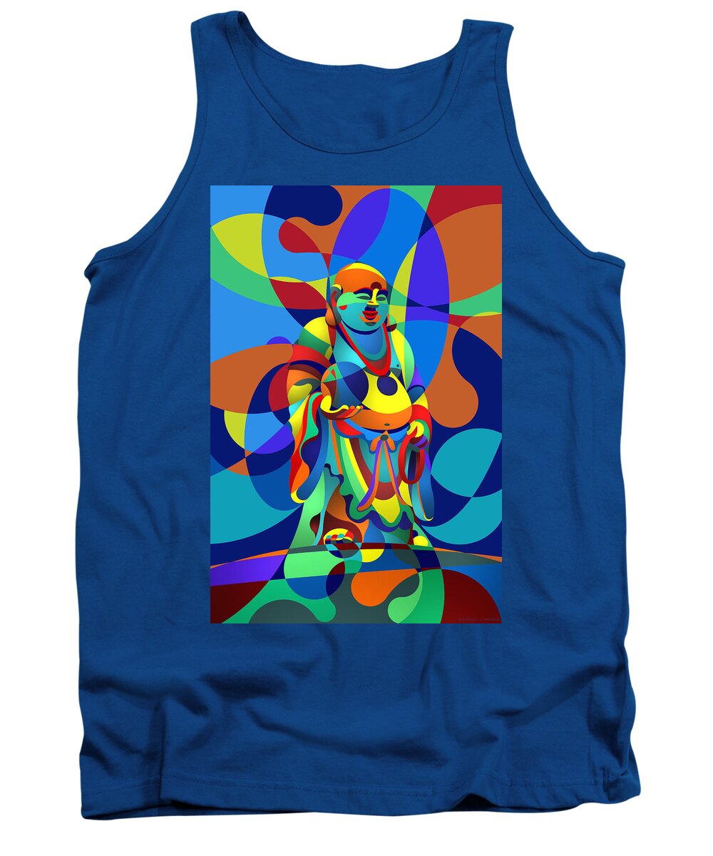 Classic Sculpture Tank Top featuring the digital art Laughing Buddha by Randall J Henrie
