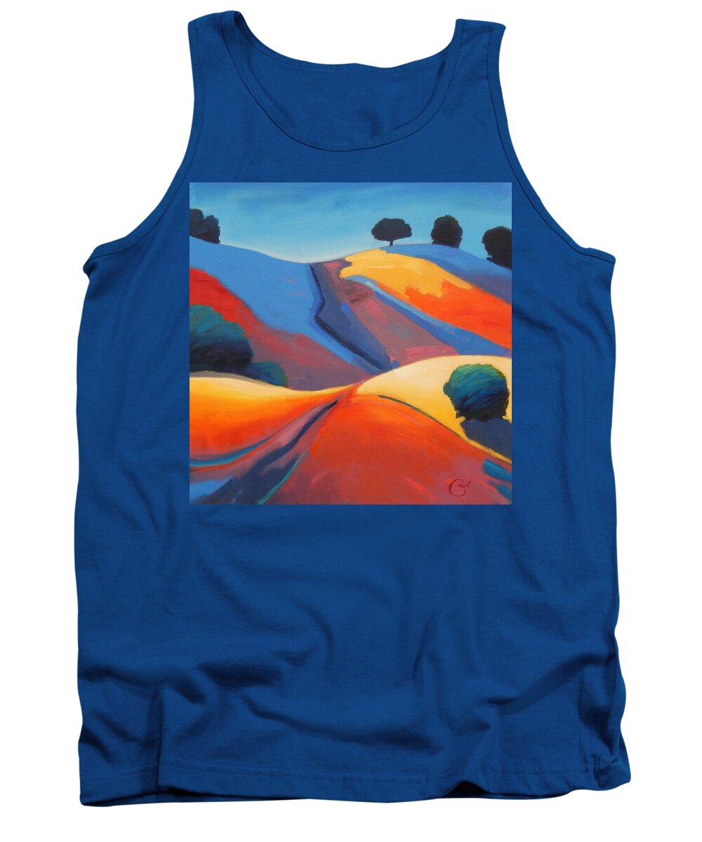 California Hills Tank Top featuring the painting Light Show by Gary Coleman