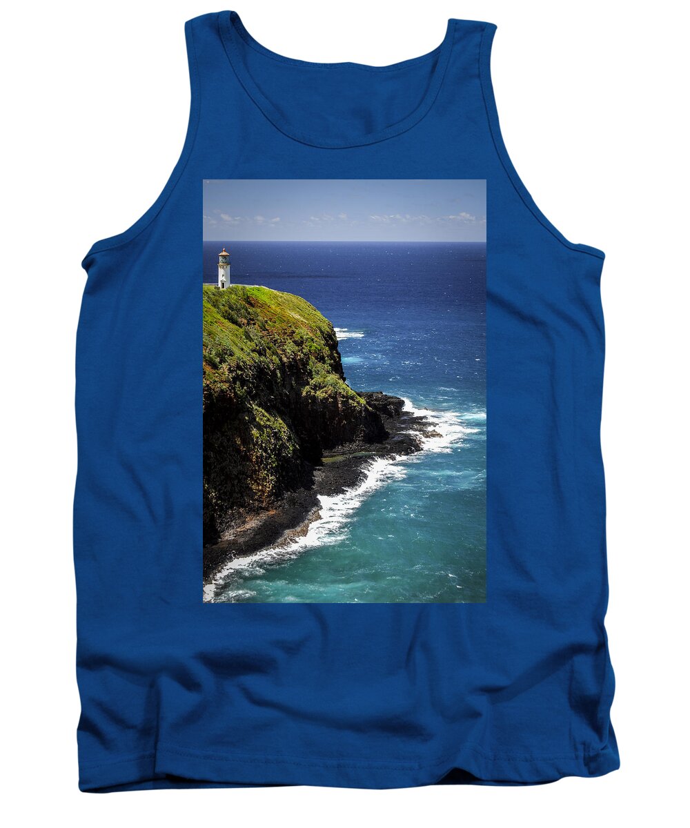 Lighthouse Tank Top featuring the photograph Lighthouse by the Pacific by Debbie Karnes