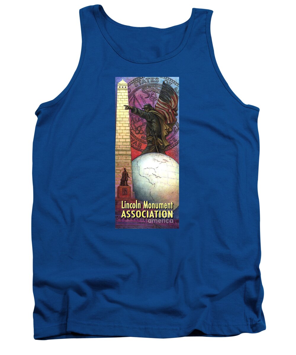 Veterans Tank Top featuring the painting Lincoln Monuments Street Banners Civil War Flag Bearer by Jane Bucci