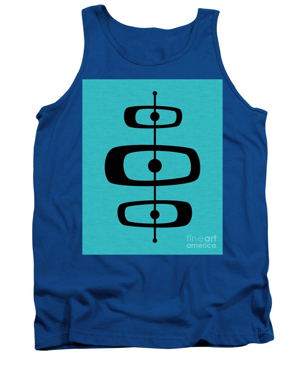 Blue Tank Top featuring the digital art Mid Century Shapes 2 on Turquoise by Donna Mibus