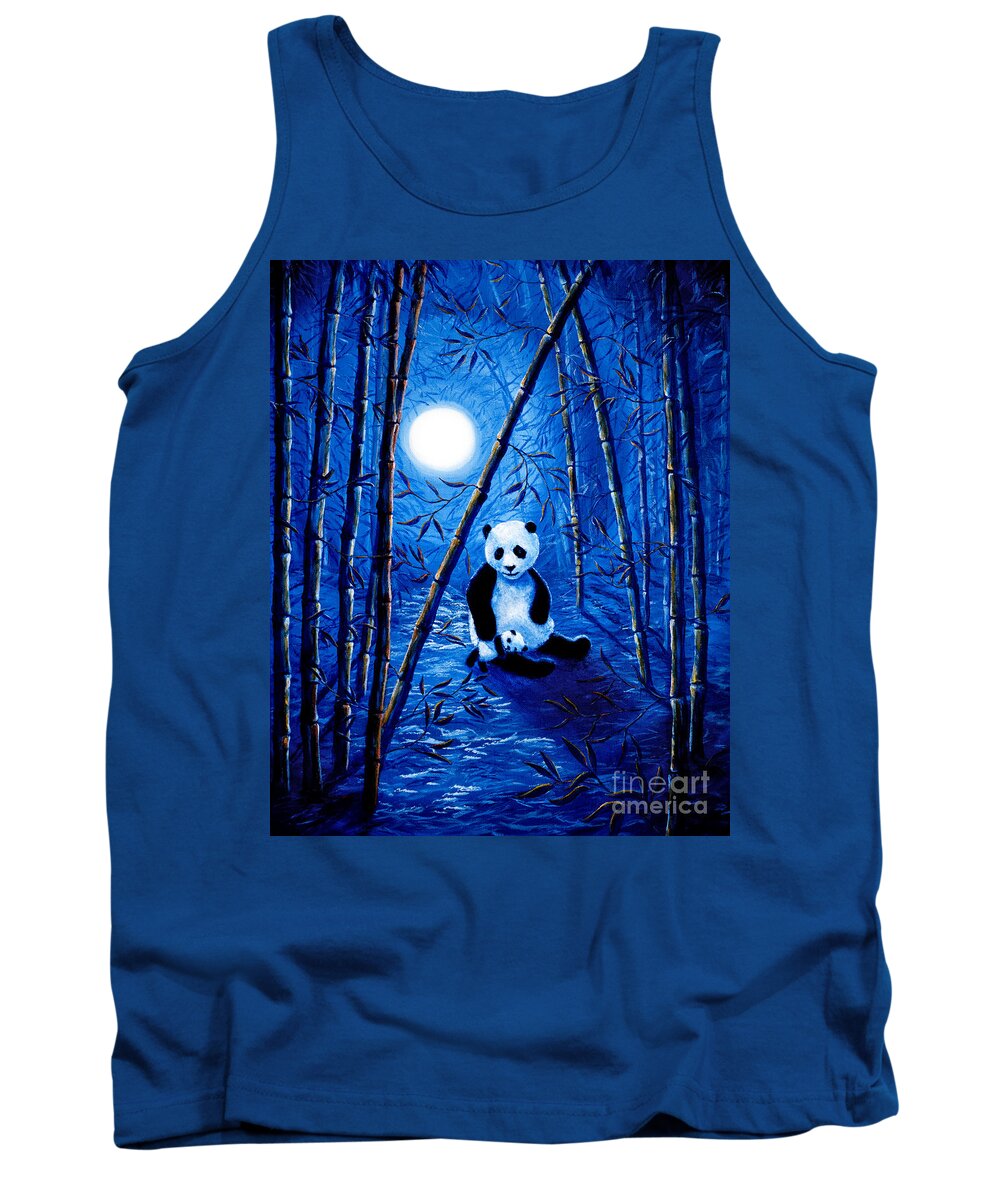 Zen Tank Top featuring the painting Midnight Lullaby in a Bamboo Forest by Laura Iverson