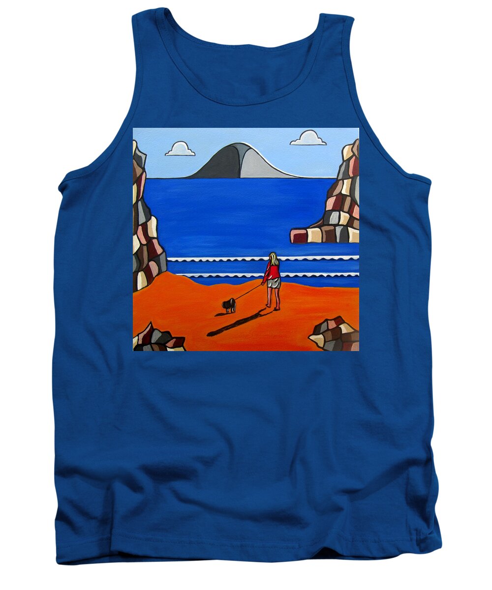 Beach Scenes Tank Top featuring the painting Morning Walk by Sandra Marie Adams