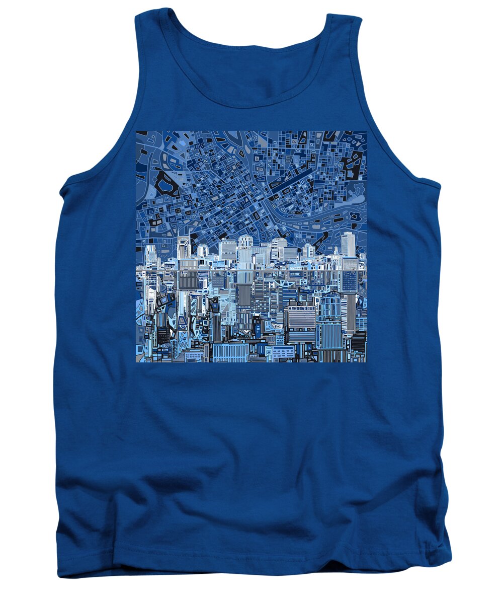 Nashville Tank Top featuring the painting Nashville Skyline Abstract by Bekim M