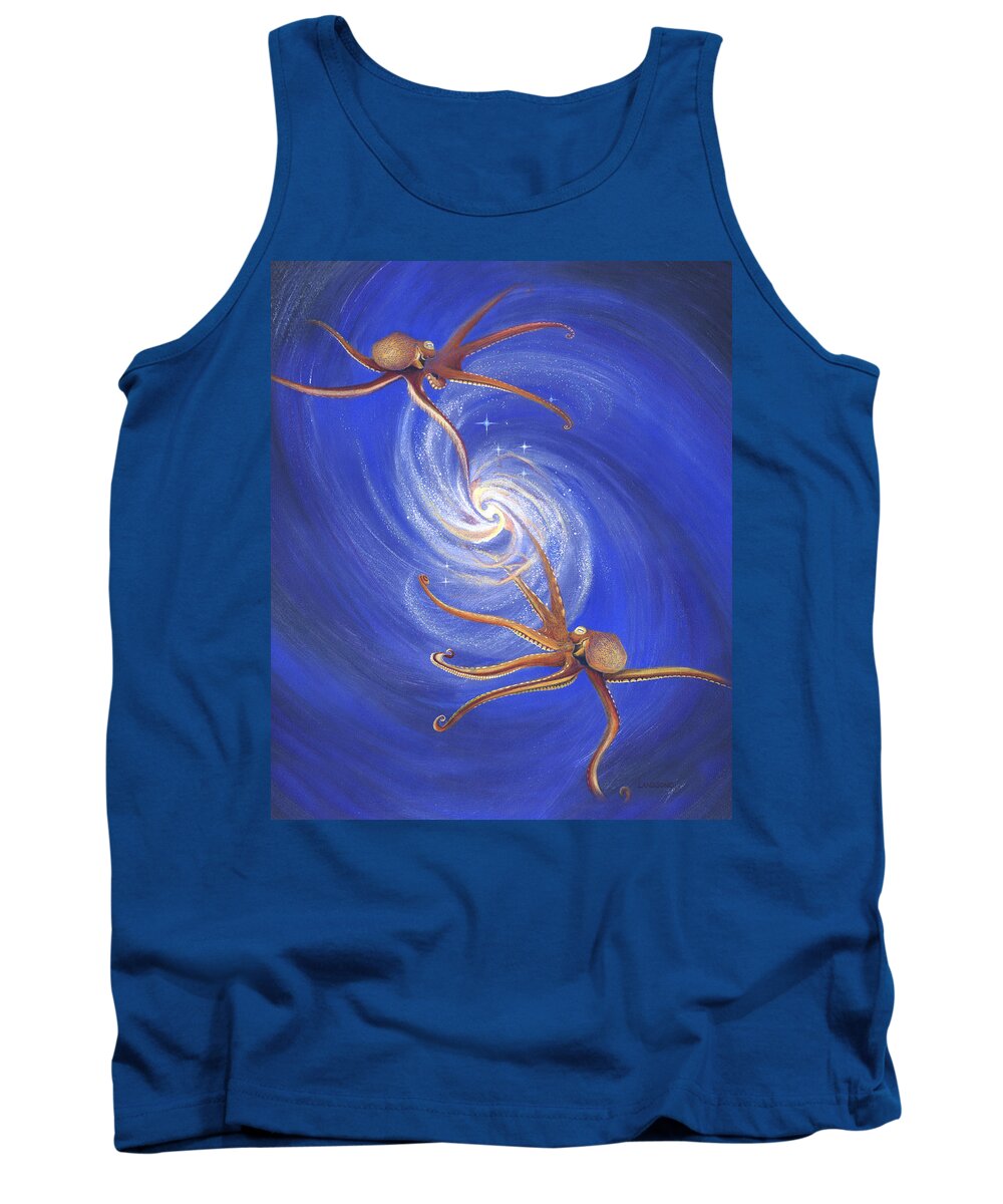 Nature Tank Top featuring the drawing Octopi Dance of Creation by Robin Aisha Landsong