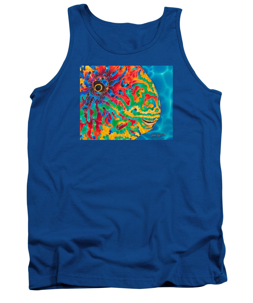 Diving Tank Top featuring the painting Parrotfish by Daniel Jean-Baptiste