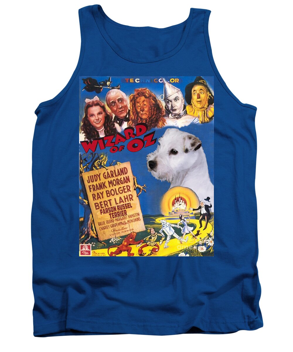 Parson Russell Terrier Tank Top featuring the painting Parson Russell Terrier Art Canvas Print - The Wizard of Oz Movie Poster by Sandra Sij