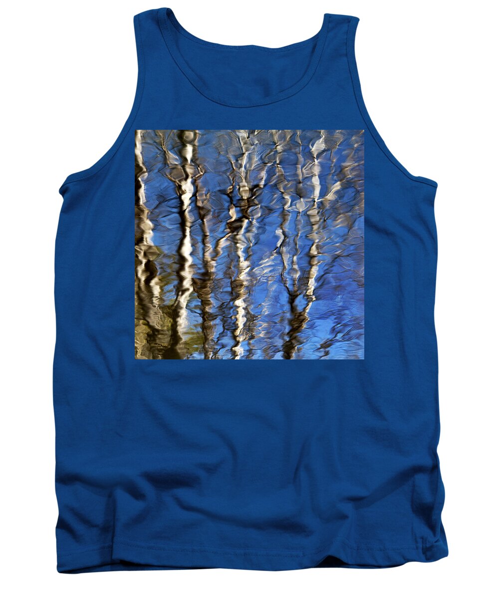 Water Reflection Tank Top featuring the photograph Water Reflection Aspen Trees by Christina Rollo