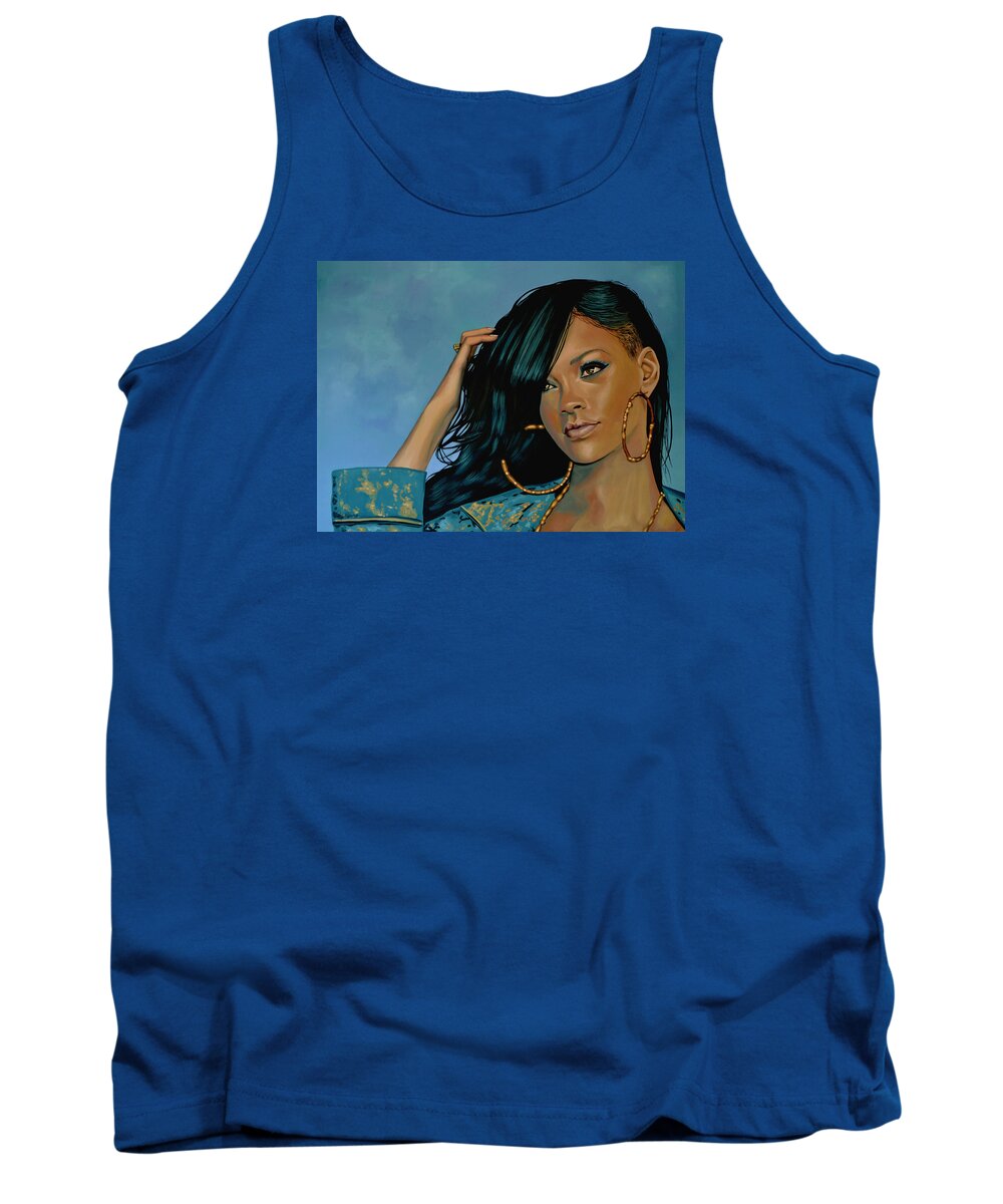 Rihanna Tank Top featuring the painting Rihanna Painting by Paul Meijering