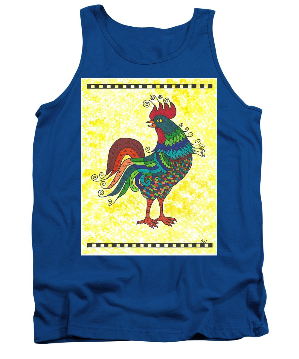 Chicken Tank Top featuring the painting Rooster Strutting his Stuff by Susie Weber