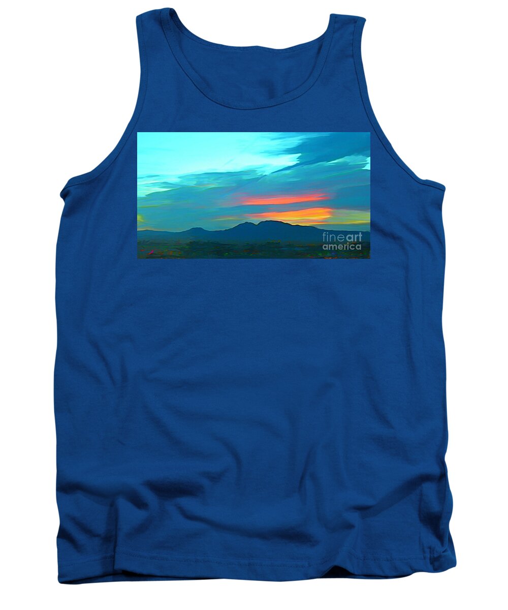 Sunset Over Las Vegas Hills Tank Top featuring the painting Sunset Over Las Vegas Hills by John Malone